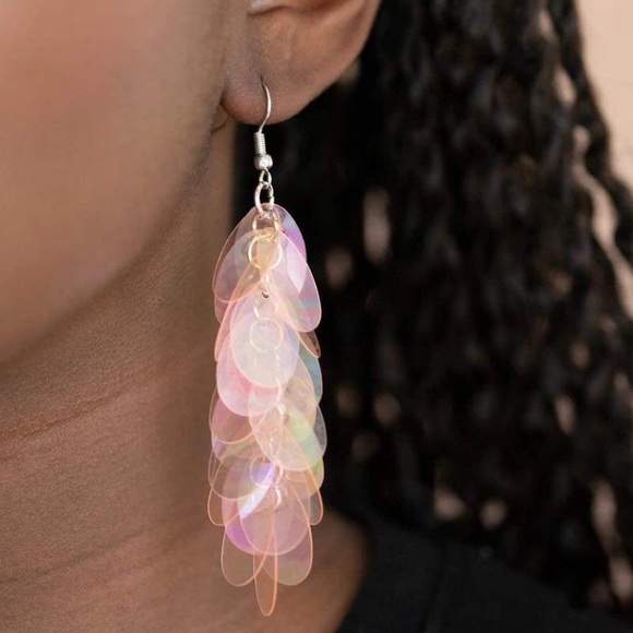 Pink sequin earrings